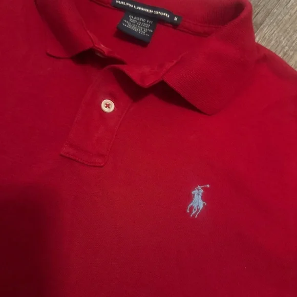 Ralph Lauren Sport Red Polo Shirt Men’s Medium Classic Fit - Picture 4 of 7